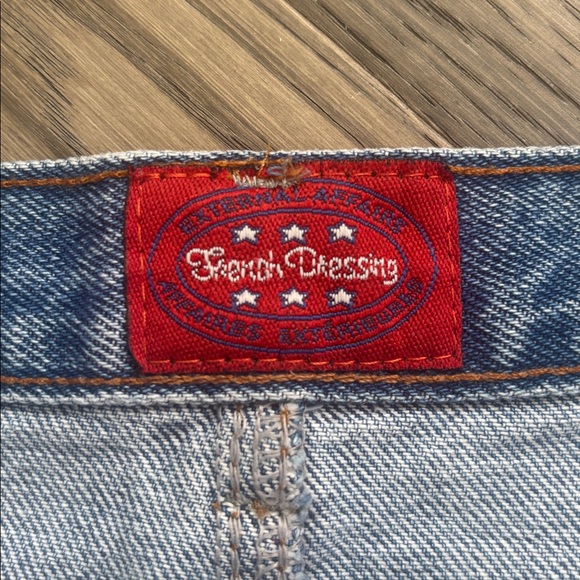 French Dressing | Vintage Denim Skirt with Yellow and Black Plaid Accents Sz 38 - Picture 5 of 11